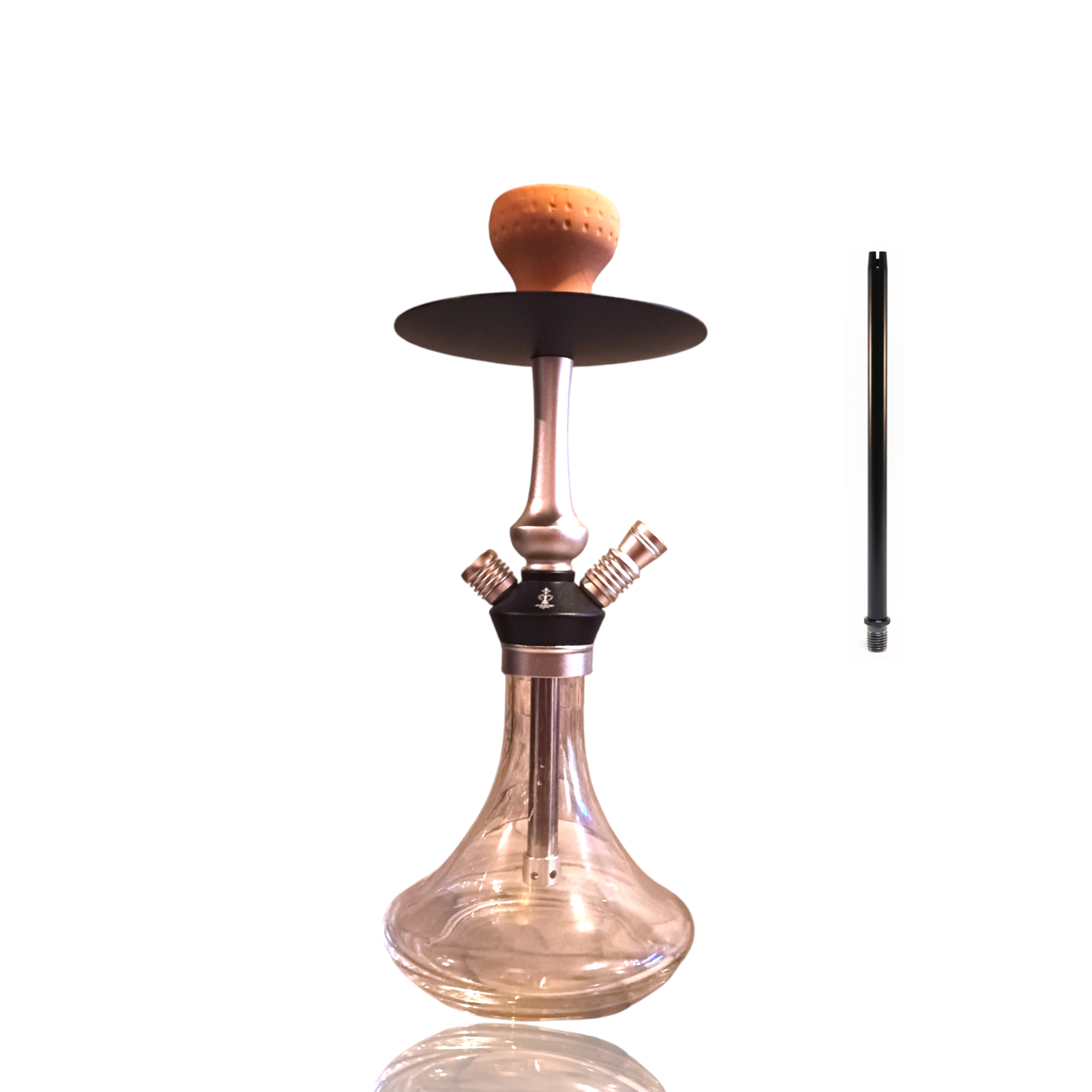【Alkayem】モダンシーシャ・水タバコ　中サイズ　本体　セット「HOOKAH-PE-1102」ブラック＆シルバー