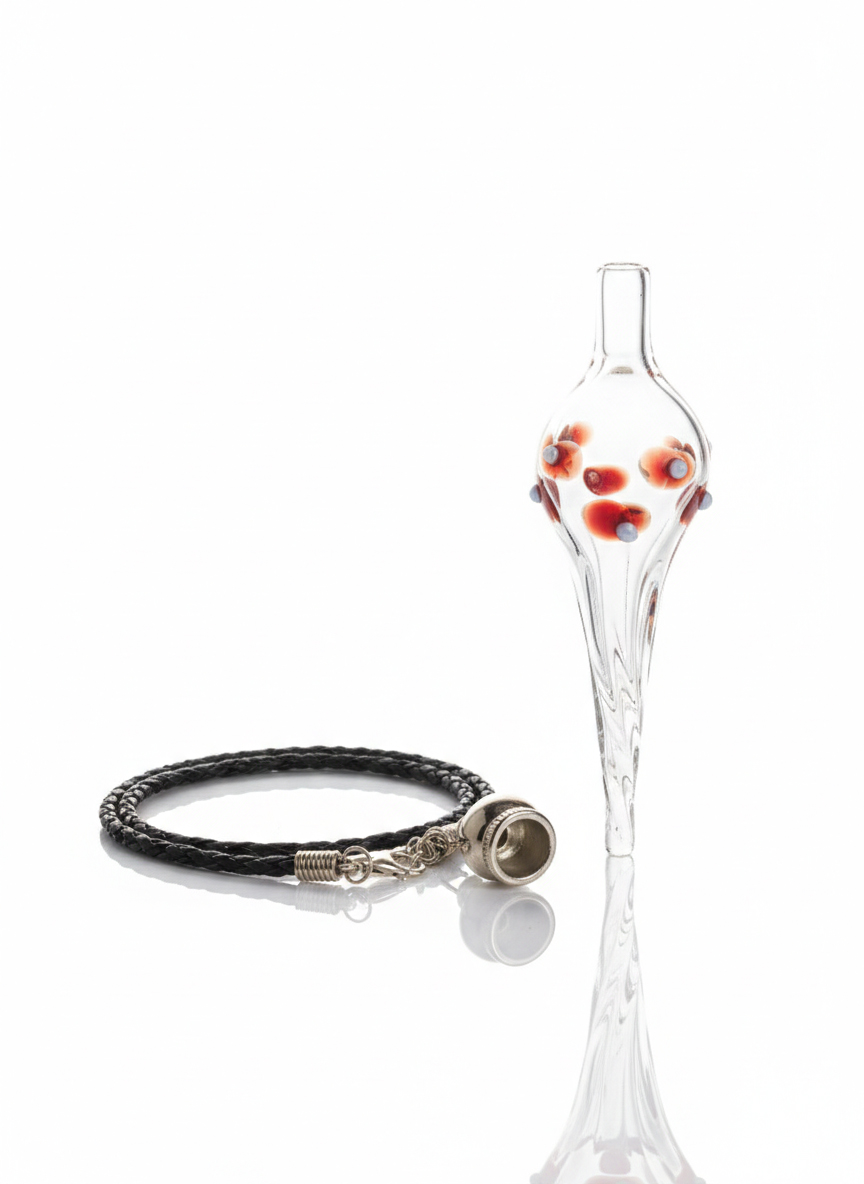 【ALKAYEM】手作りガラスの芸術品。シリア直輸入・世界に一つだけのシーシャ用マウスピース(ネックストラップ付)MP-SY-HM-002
