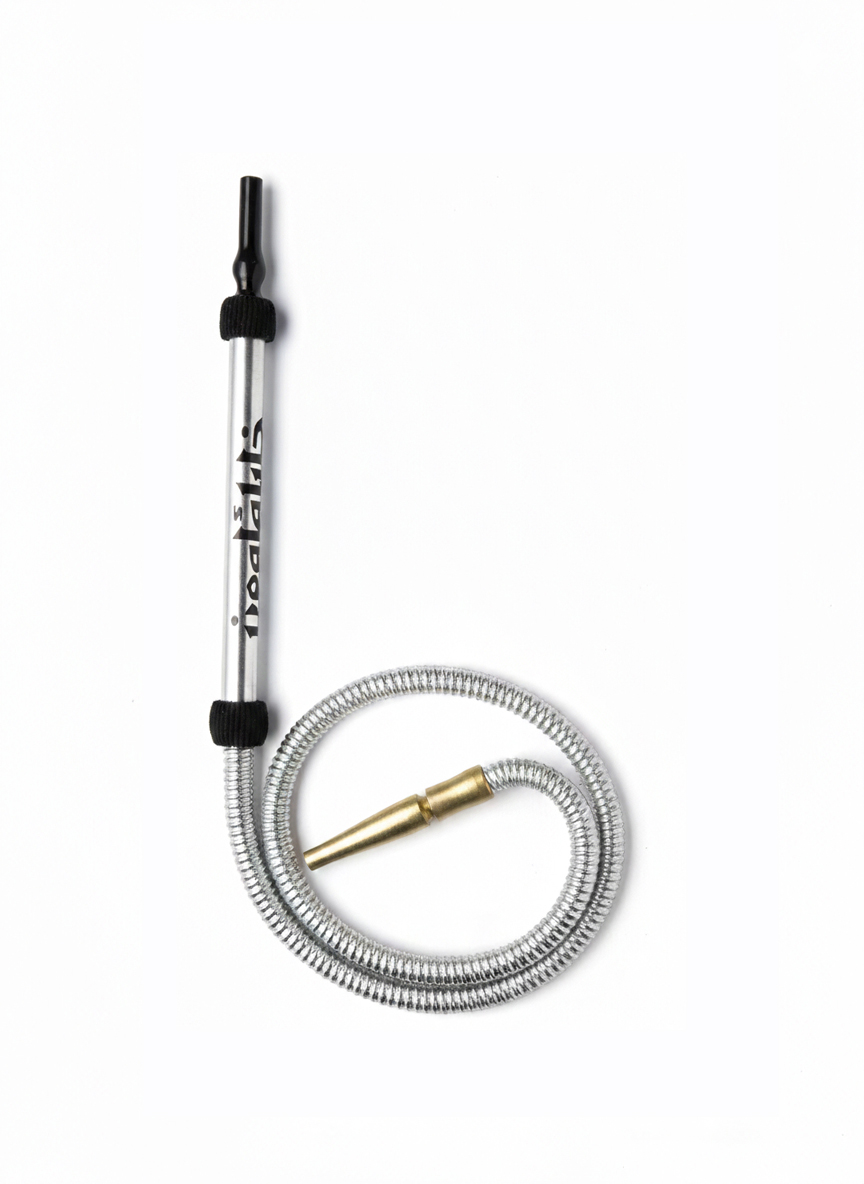 Khalil Mamoon(ハリルマムーン)高級エジプト製水タバコ・シーシャホース – 175cm ウォッシャブル仕様(ハンドル30cm)KM-HOSE-001 シリバー