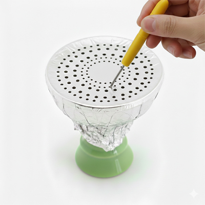 シーシャ・水タバコ正しい作り方:アルミホイルの穴開け手順