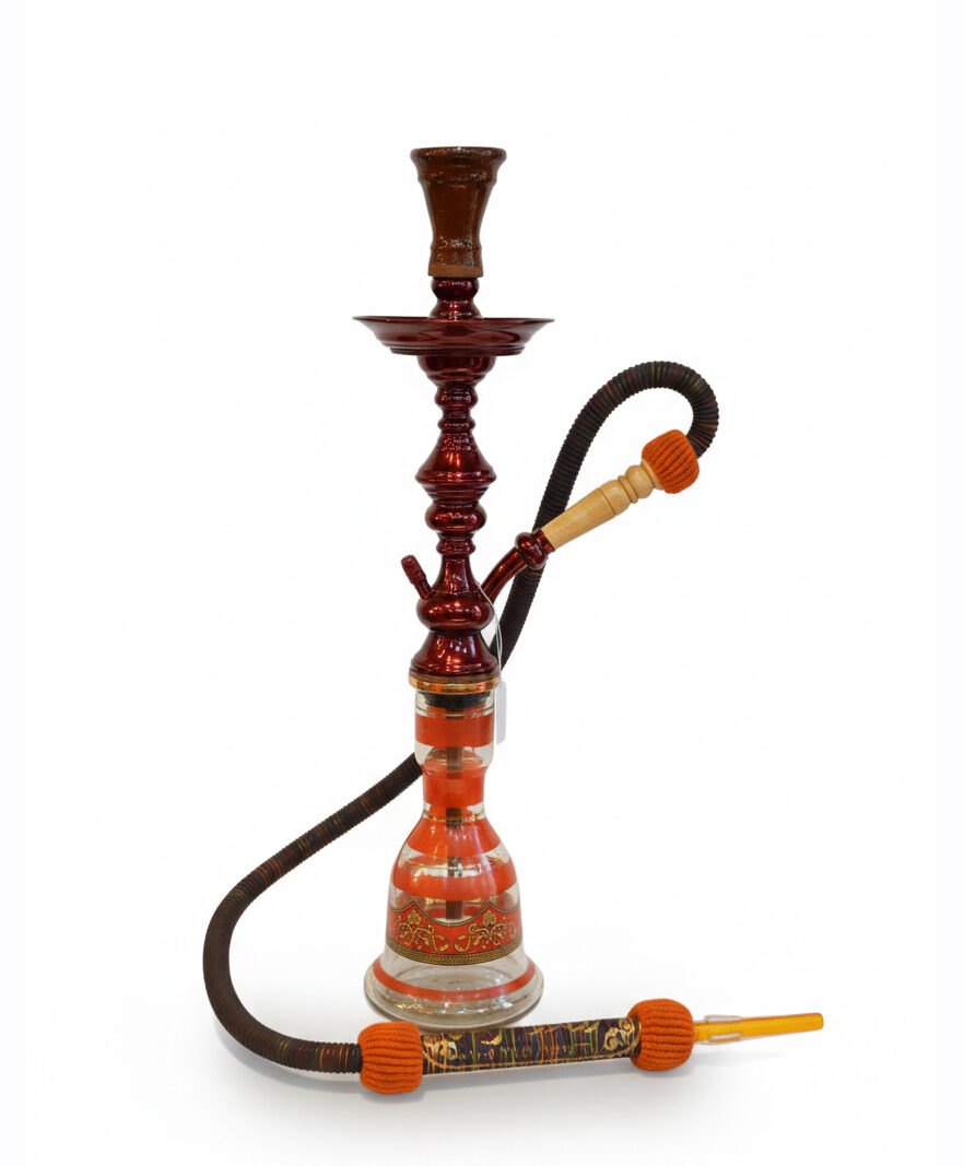 【Awlad Sarhan】高級ステンレスシーシャ 65cm - シャイニングレッド(ハンドメイド装飾)ソフトキャリーバッグ付き - Sarhan-CO-015-04 レッド