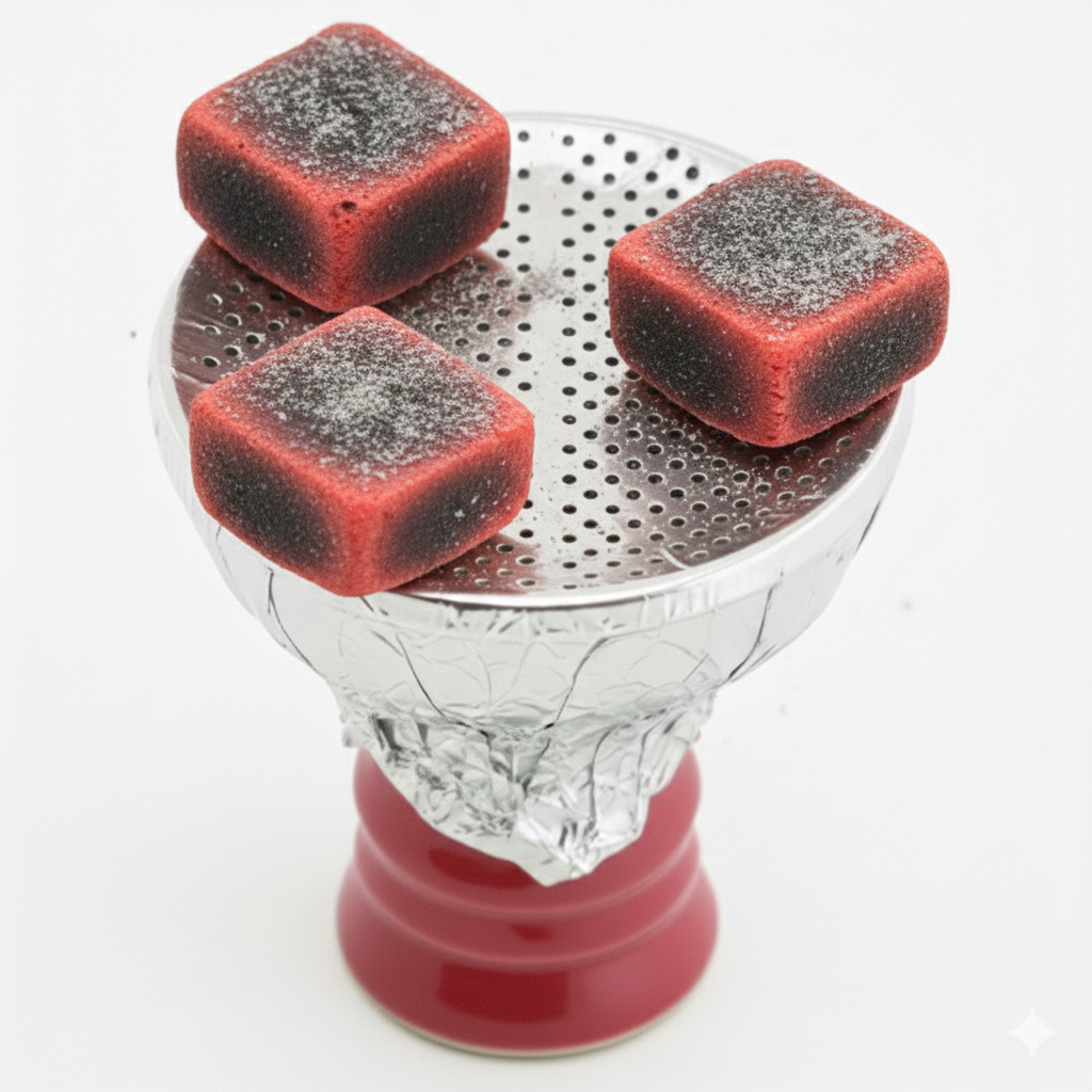 特定の味を強くしたい場合： （例：ブルーベリーとミントを混ぜて、ブルーベリーを強く出したい時） → ブルーベリー側に炭を2個、ミント側に炭を1個置きます。