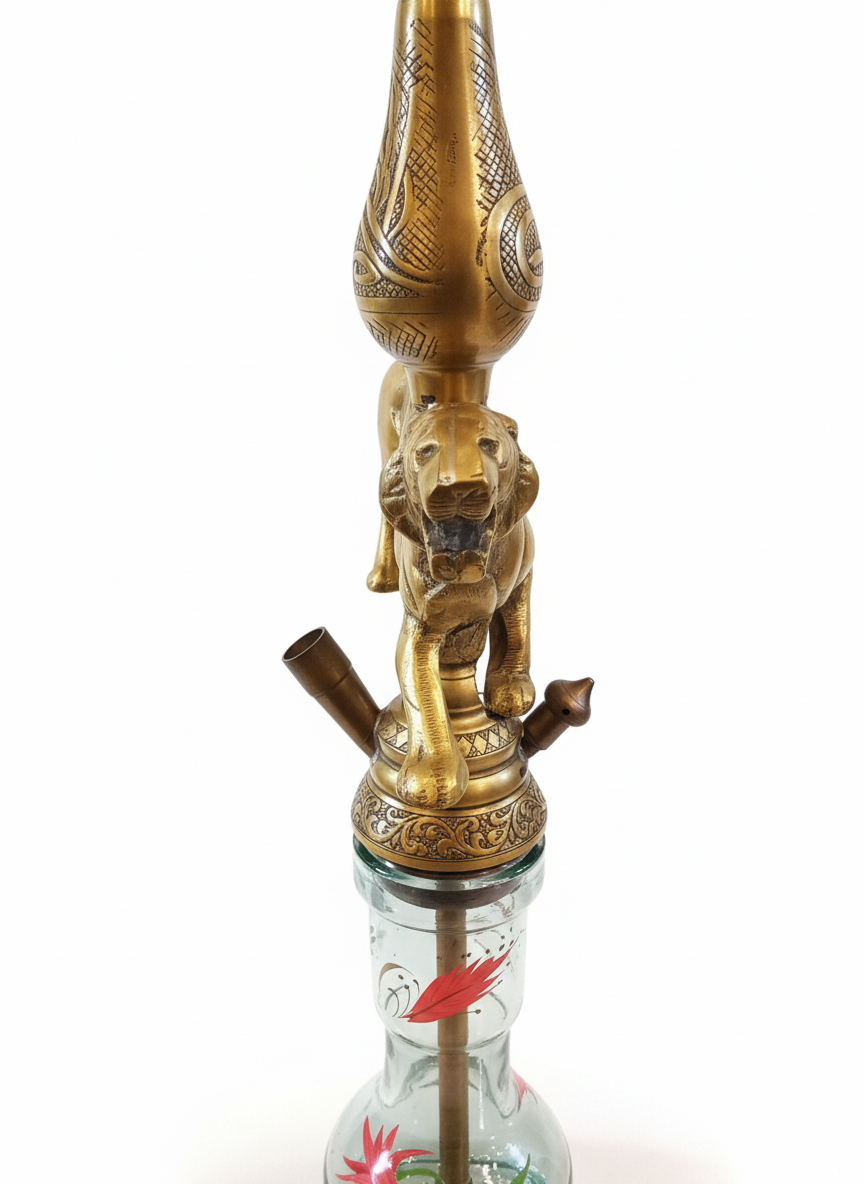 Alkayem「Tiger Brass」本格トルコ式ナルギレ – 勇猛な虎の彫刻を纏った純真鍮製ハンドメイド・モデル