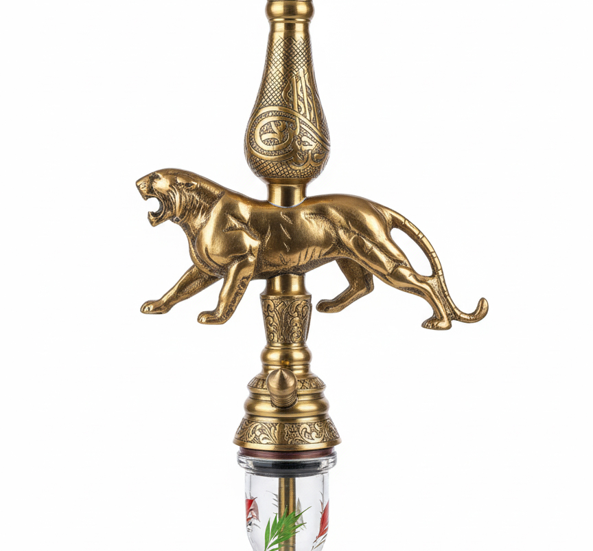Alkayem「Tiger Brass」本格トルコ式ナルギレ – 勇猛な虎の彫刻を纏った純真鍮製ハンドメイド・モデル