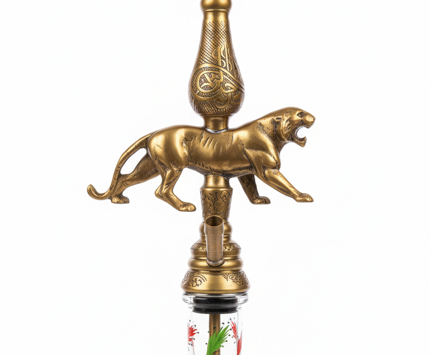 Alkayem「Tiger Brass」本格トルコ式ナルギレ – 勇猛な虎の彫刻を纏った純真鍮製ハンドメイド・モデル