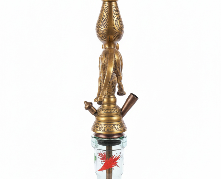 Alkayem「Tiger Brass」本格トルコ式ナルギレ – 勇猛な虎の彫刻を纏った純真鍮製ハンドメイド・モデル