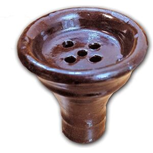 【Khalil Mamoon】ナイル川粘土製 大型シーシャボウル - 高耐熱・長持ち設計(ブラウン)KM-L333