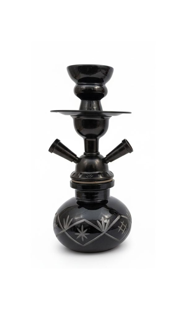 Alkayem Noir 小型シーシャ(水タバコ)– 2ホース仕様・ブラック – 1人でも2人でも楽しめるコンパクトモデル ALK-NOIR-2HBLK