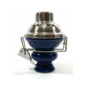 【Alkayem】シーシャ用 セラミックボウル＆炭落下防止ロック付きカバーセット（高効率・タタミ＆屋外対応）AL-BWC-001　ブルー