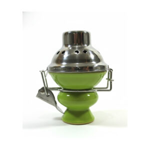 【Alkayem】シーシャ用 セラミックボウル＆炭落下防止ロック付きカバーセット（高効率・タタミ＆屋外対応）AL-BWC-001　グレーン