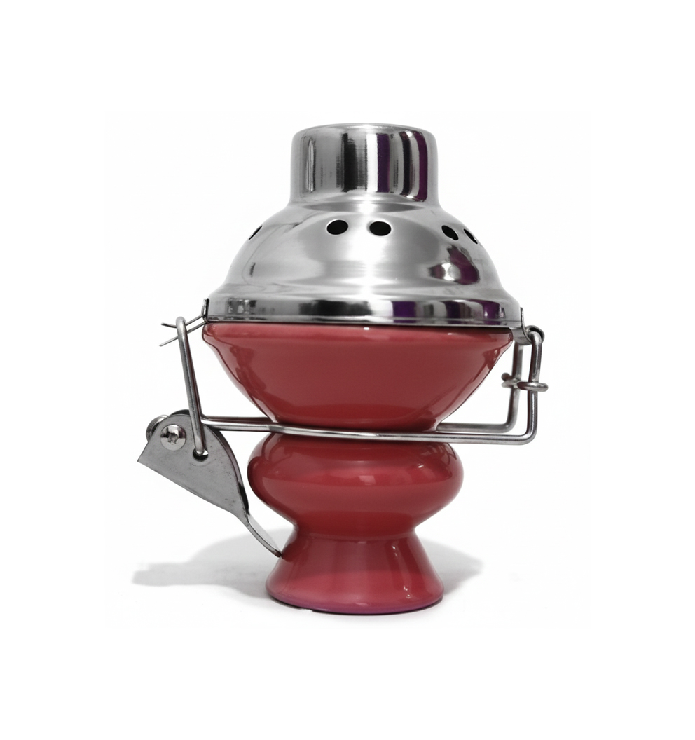 【Alkayem】シーシャ用 セラミックボウル&炭落下防止ロック付きカバーセット(高効率・タタミ&屋外対応)AL-BWC-001 レッド